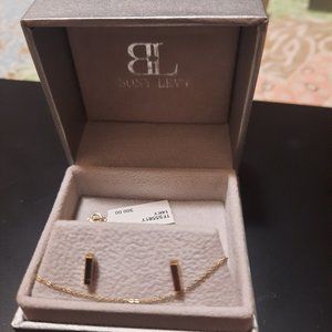 14K Gold Bar Studs And Necklace Box Set by BONY LEVY